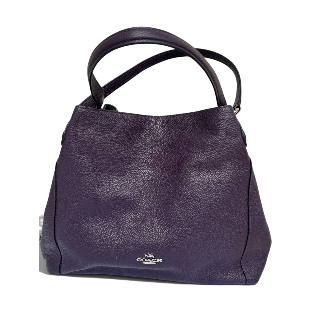Coach Edie 31 Shoulder Bag Dark Purple Pebbled Leather Tote 57125